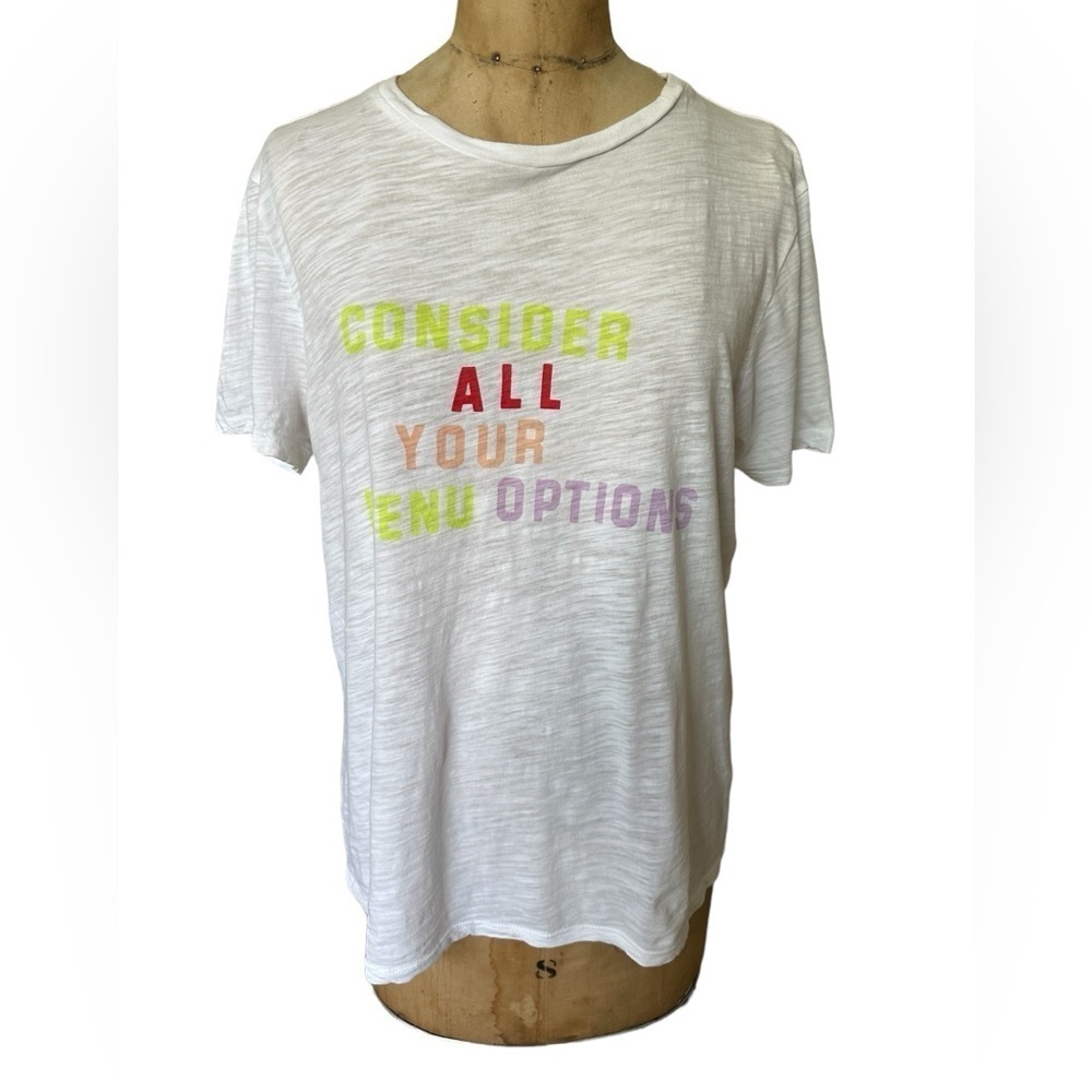 Ban.do graphic tee consider all your menu options  size medium 100% cotton euc